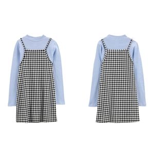 Kid 2-Piece Mock Neck Tee & Houndstooth Dress